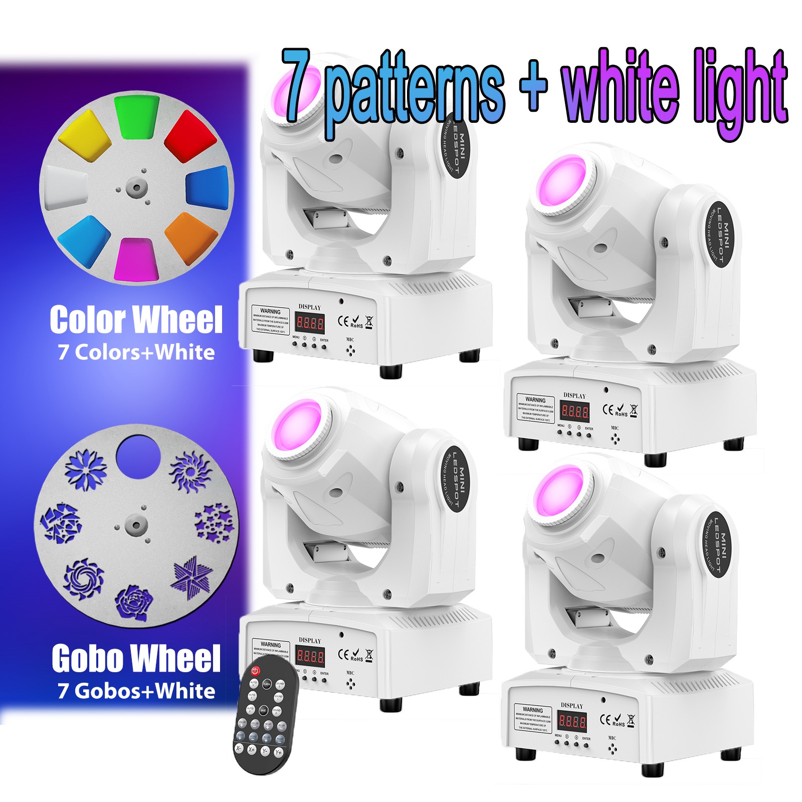 1PCS 2 IN 1 LED Moving Head Light DMX 8Colors Beam + 8Gobos Stage Party Lighting