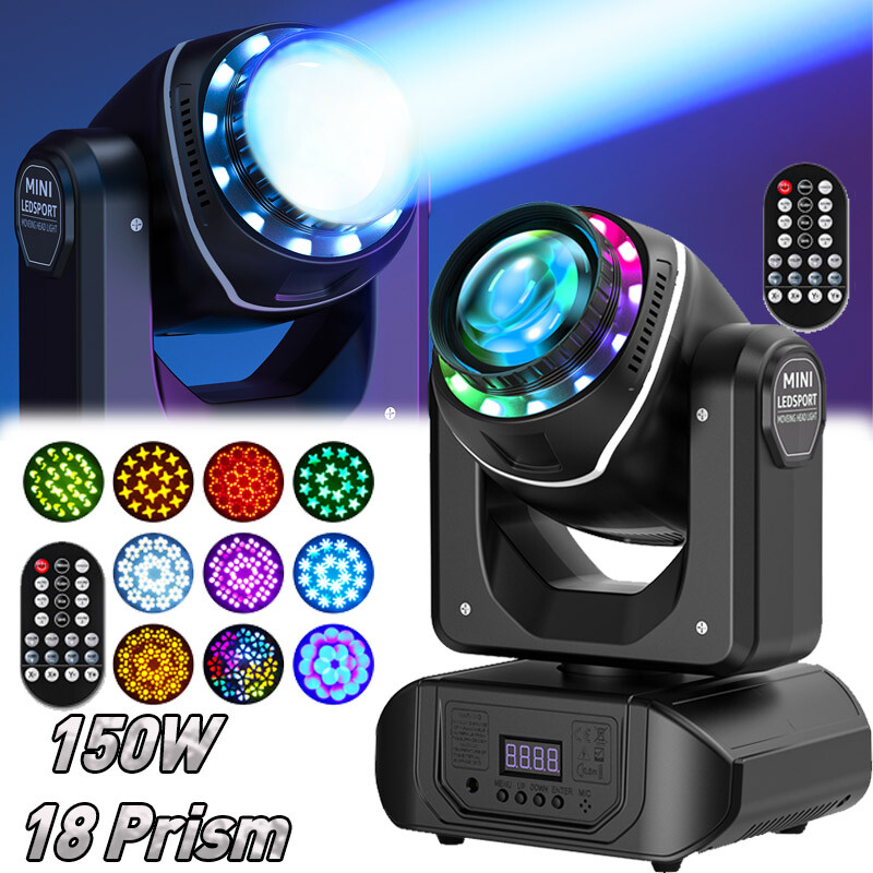 150W LED Beam Moving Head 18 Prism 10 Gobo Stage Light DMX DJ Disco Spot Party