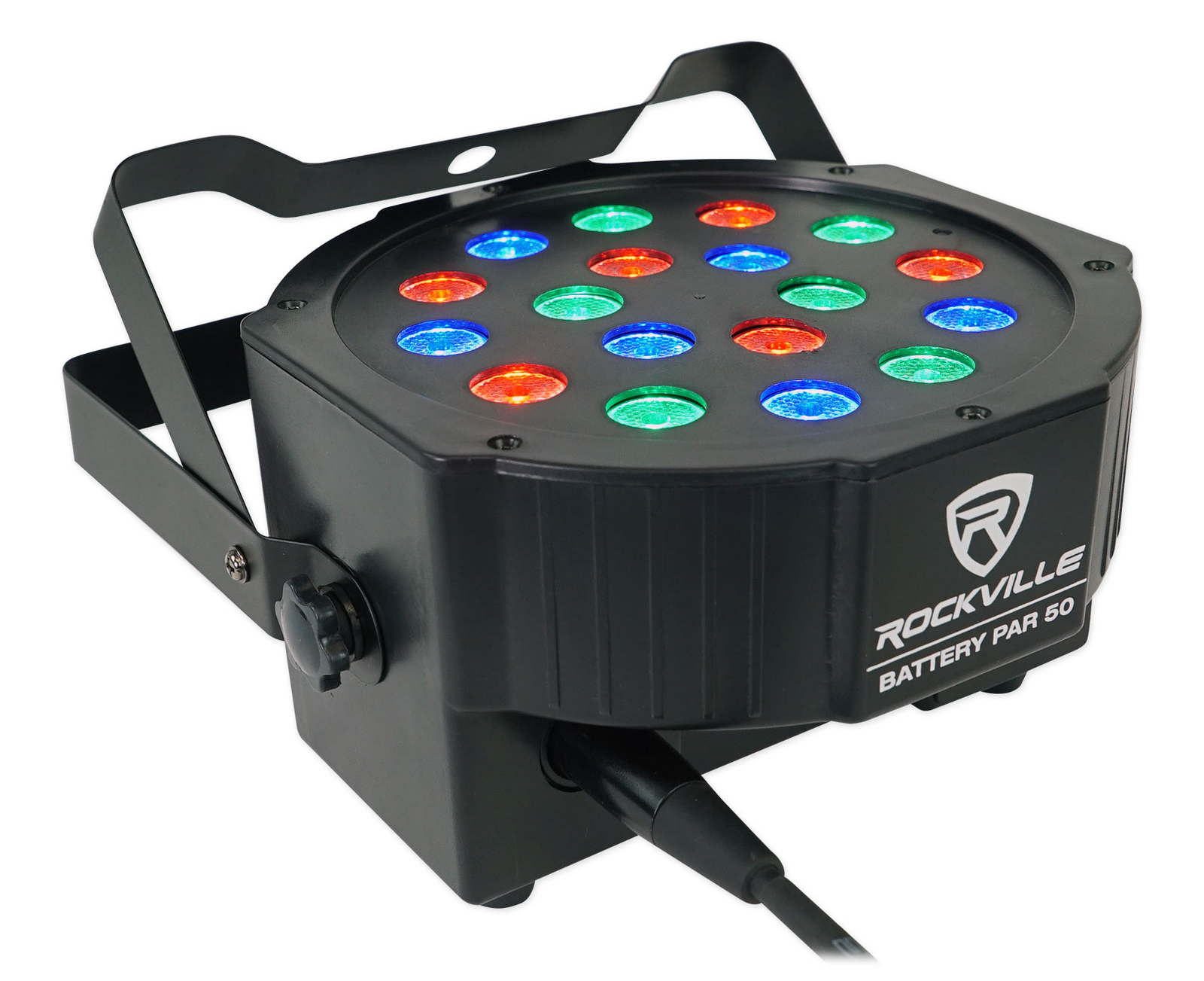 (4) Rockville BATTERY PAR 50 Rechargeable LED DMX DJ Club Wash Up-Lights+Remote