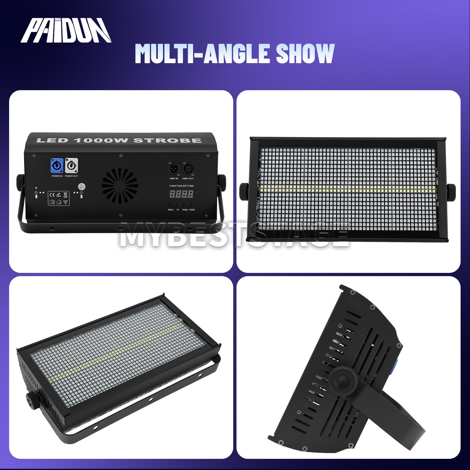PAIDUN 1000W 8+8 LED Segment Flash Strobe Wall Wash Light DMX512 Sound Activated