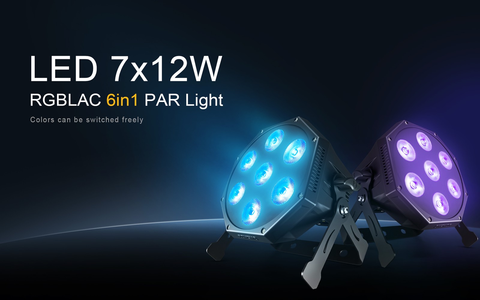7x12W LED RGBLAC Beam GlamoPar Light Par Stage Lighting DMX DJ Bar Club Party