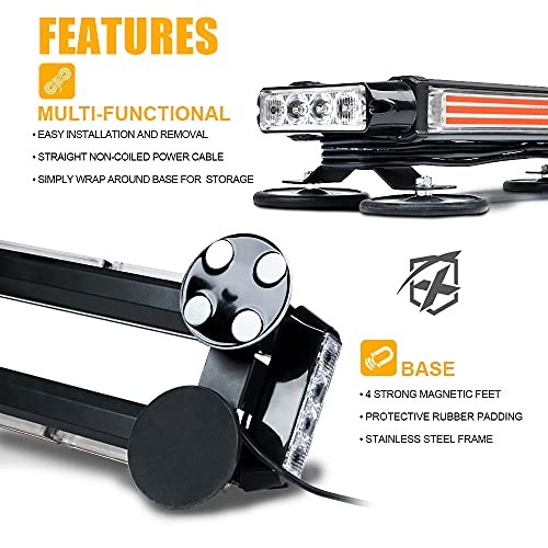 26″ COB LED Rooftop Strobe Light Bar, Double Side Caution Multi Color Modern