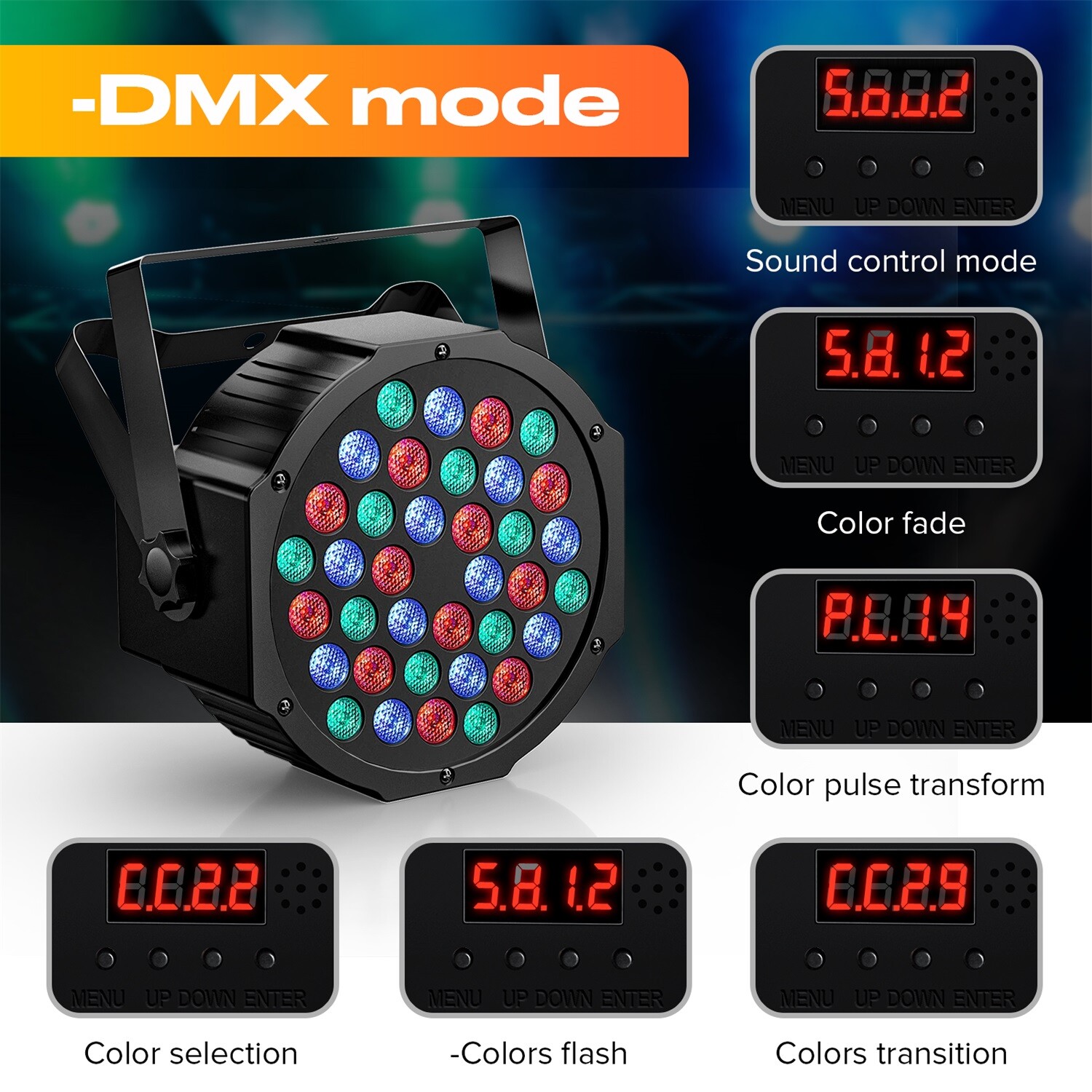 UKING Rechargeable Par Can Lights Wireless 36LED Battery Powered DJ Halloween
