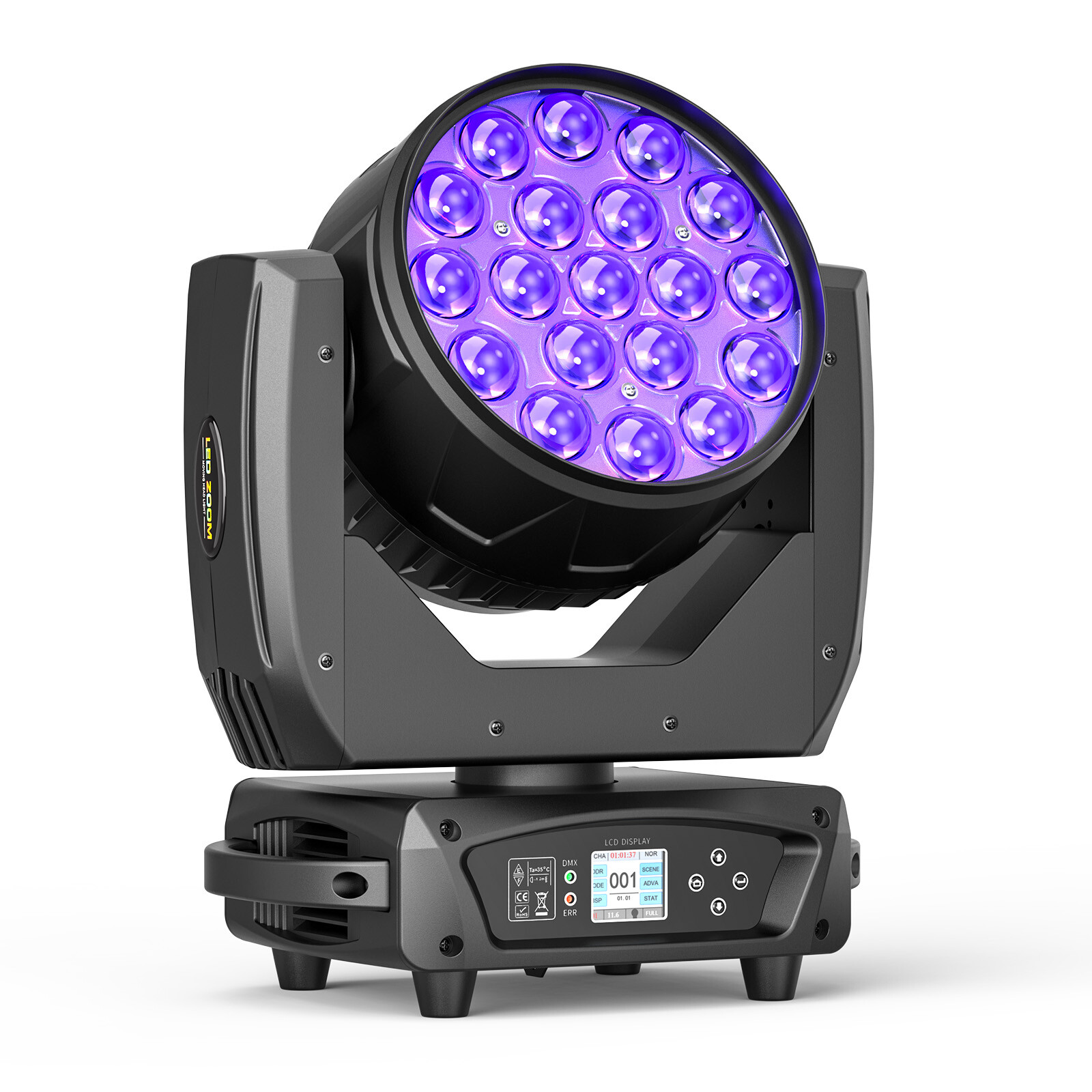 19x20W LED Zoom Moving Head Stage Light RGBW DMX Beam Wash Lighting DJ Disco Bar