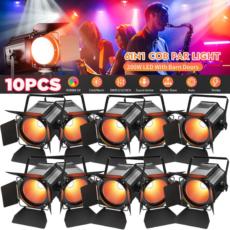 200W COB LED Par Stage Light DMX Audience Blinder DJ Disco Party Lights w/ Panel