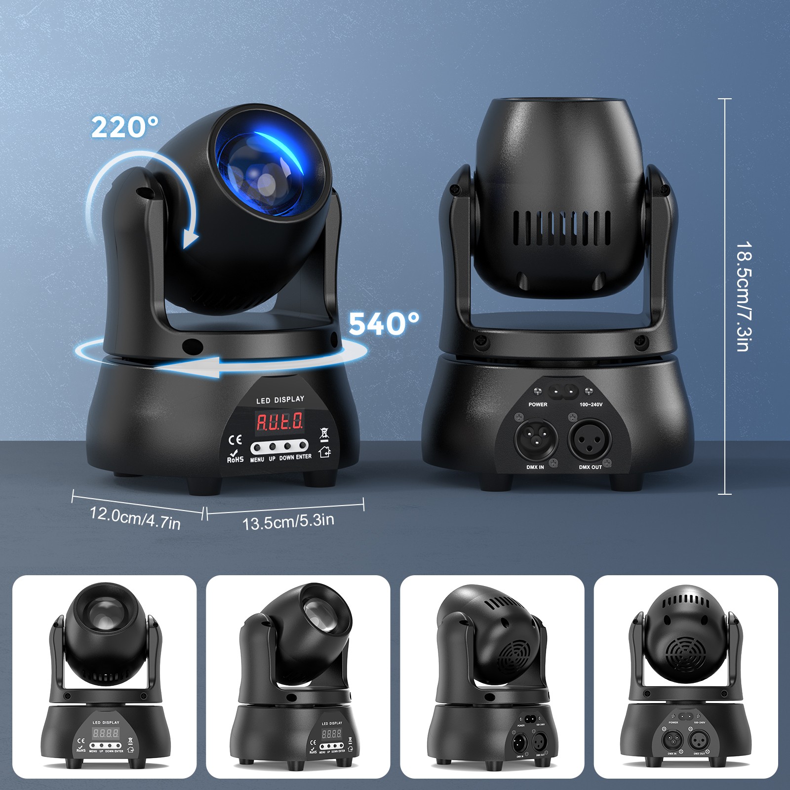 Portable 70W Moving Head Light LED RGBW DMX Beam Stage Spot Light DJ Disco Party