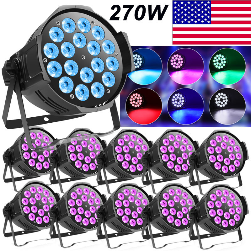 270W Par Stage Light RGBW 18LED Strobe Beam DMX512 DJ Disco Party Lights Show US