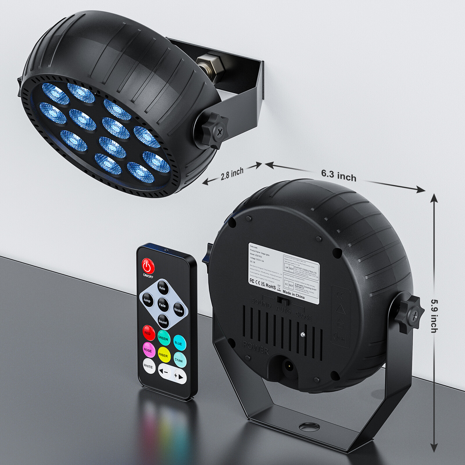 RGBW 12LED Par Light DMX Party DJ Lights Disco Show Stage Lighting Rechargeable