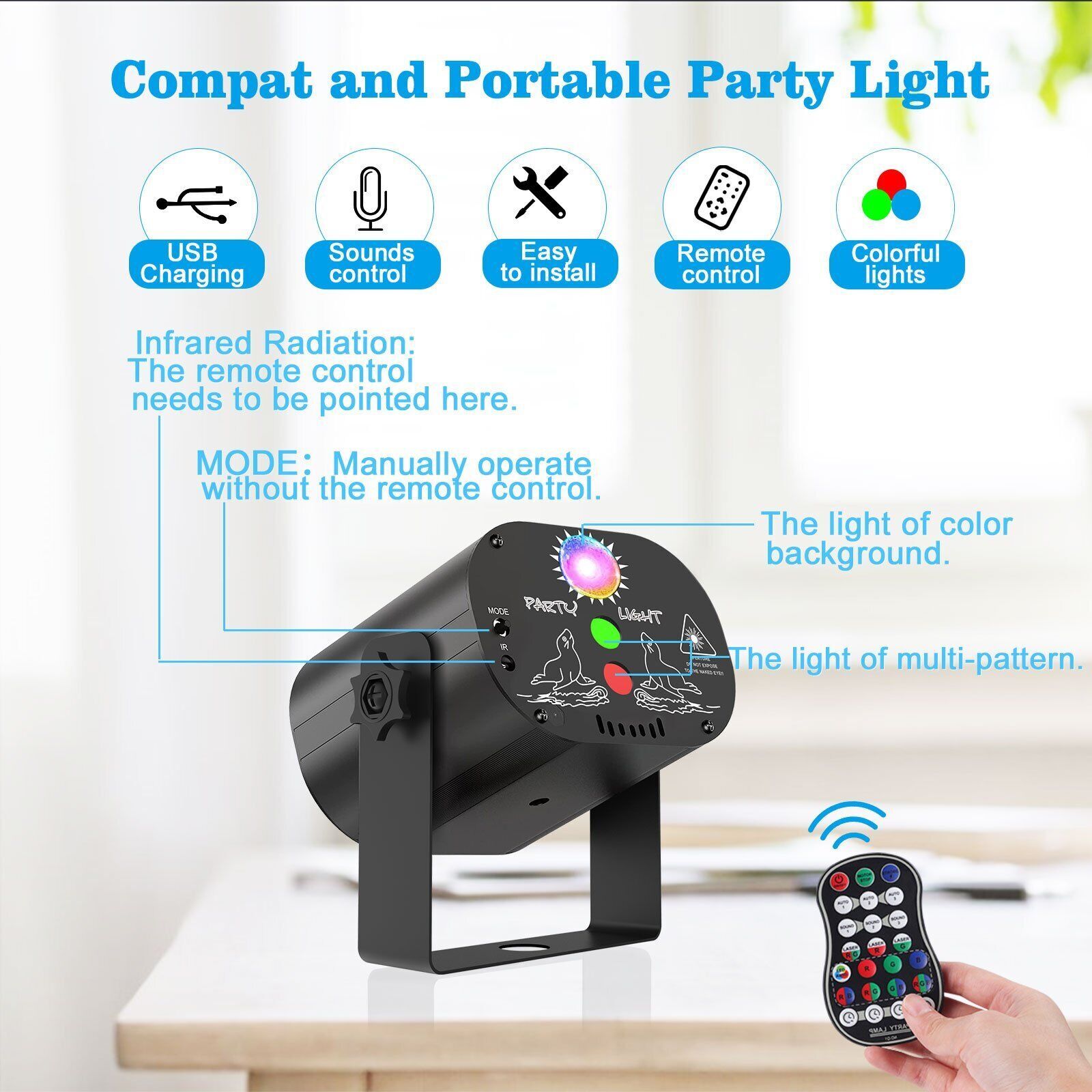 1240 Patterns RGB LED Laser Projector Light DJ Disco Party Lights Xmas w/Stand