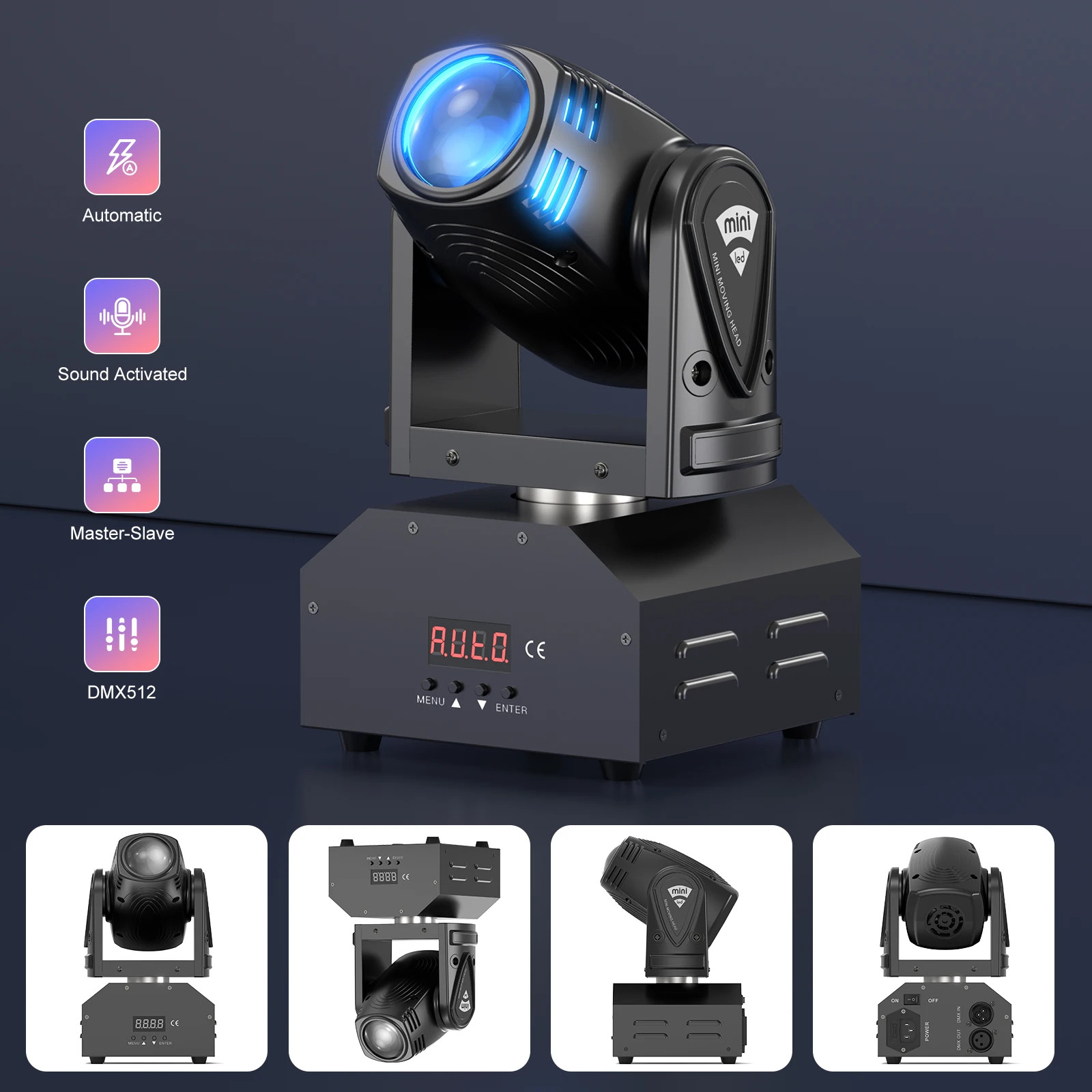 100W Beam Moving Head Light Mini RGBW 4IN1 LED Beam Stage Light DMX512 Sound Act