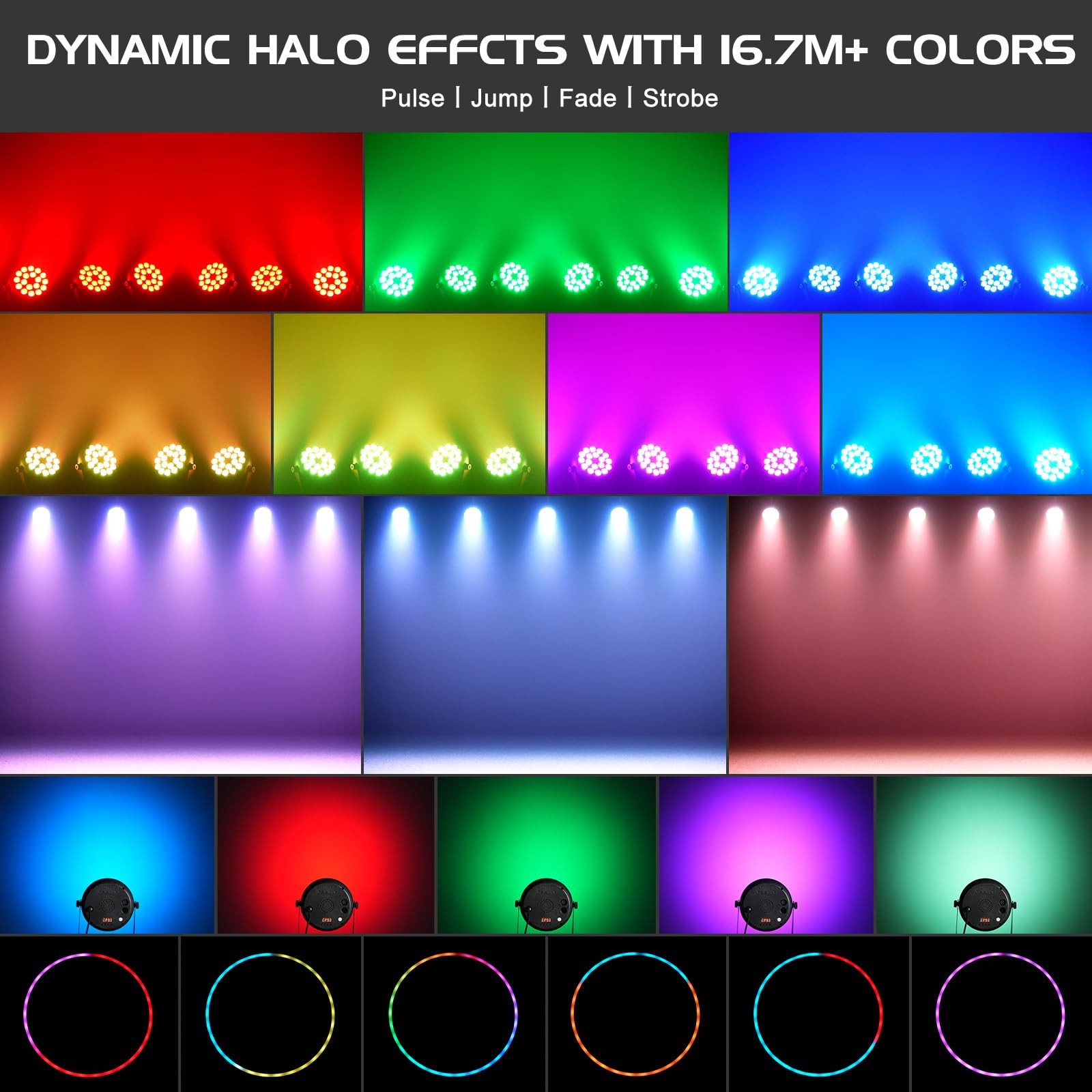 LED Par Light, Sound Active & DMX Control，DJ Lights, Party Light with RGBW & …