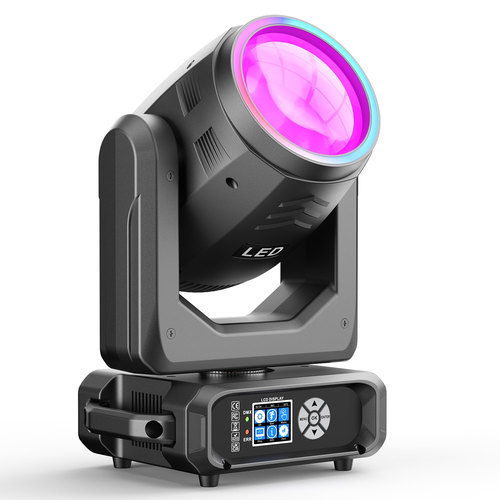 LED Beam 250W RGBW 18Prism GOBO Moving Head Light Stage Light DMX Effect Disco