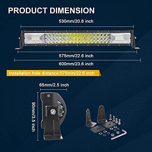 22 inch 56 cm 270W Curved LED Light Bar 7D Lens Spot Flood Combo Beam Triple