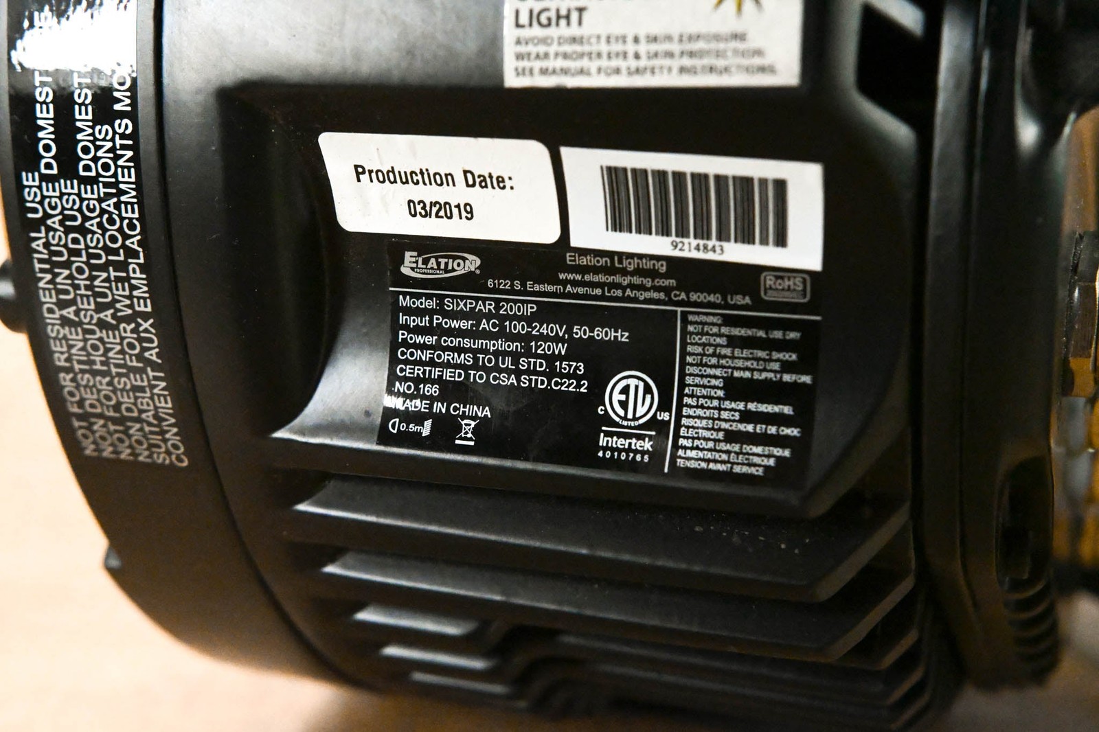 Elation SIXPAR 200IP 12x 12W RGBAW+UV LED IP65 Par Fixture CG013RU