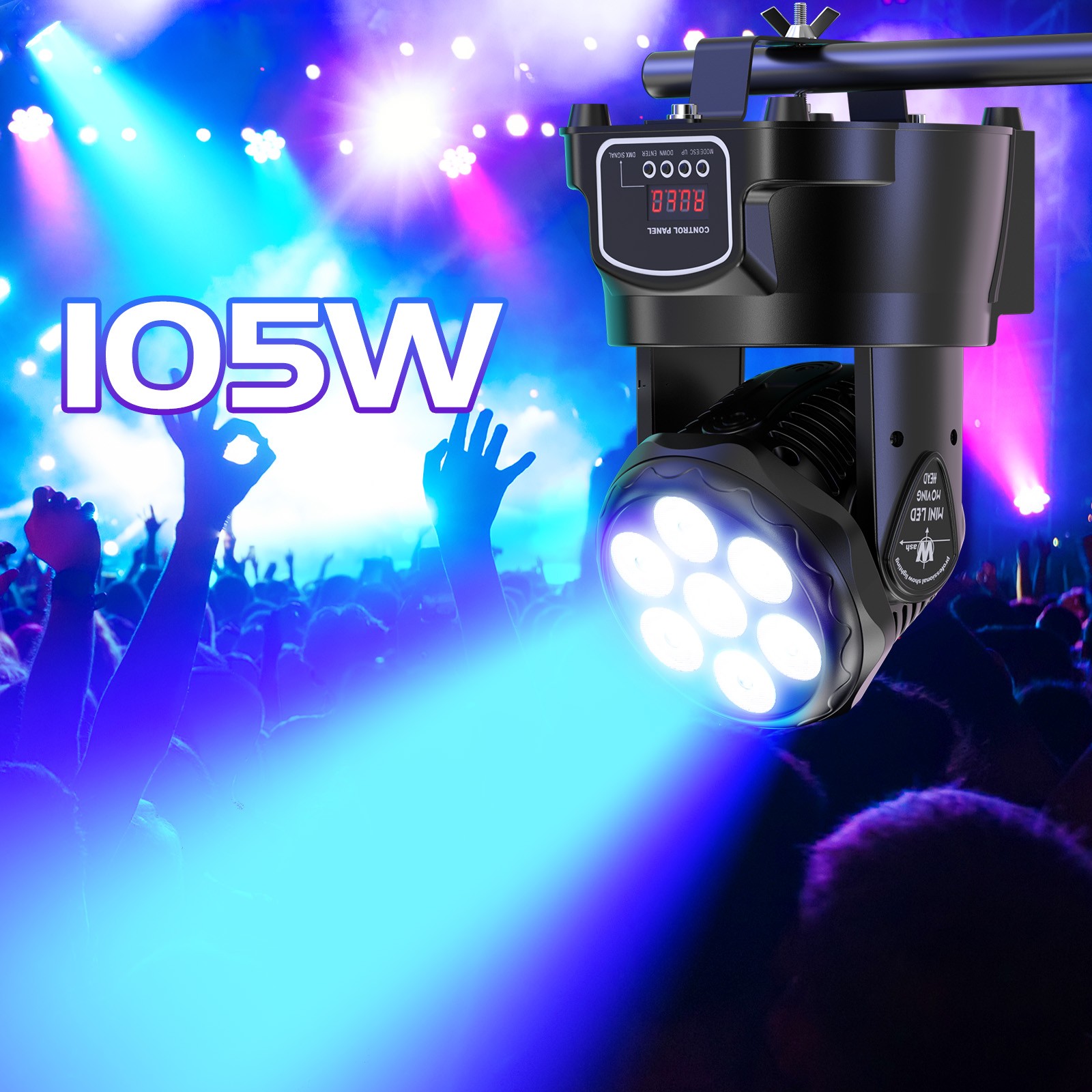 105W Mini Moving Head Lights 7LED RGBW DMX Stage Lights Lighting Disco DJ Party