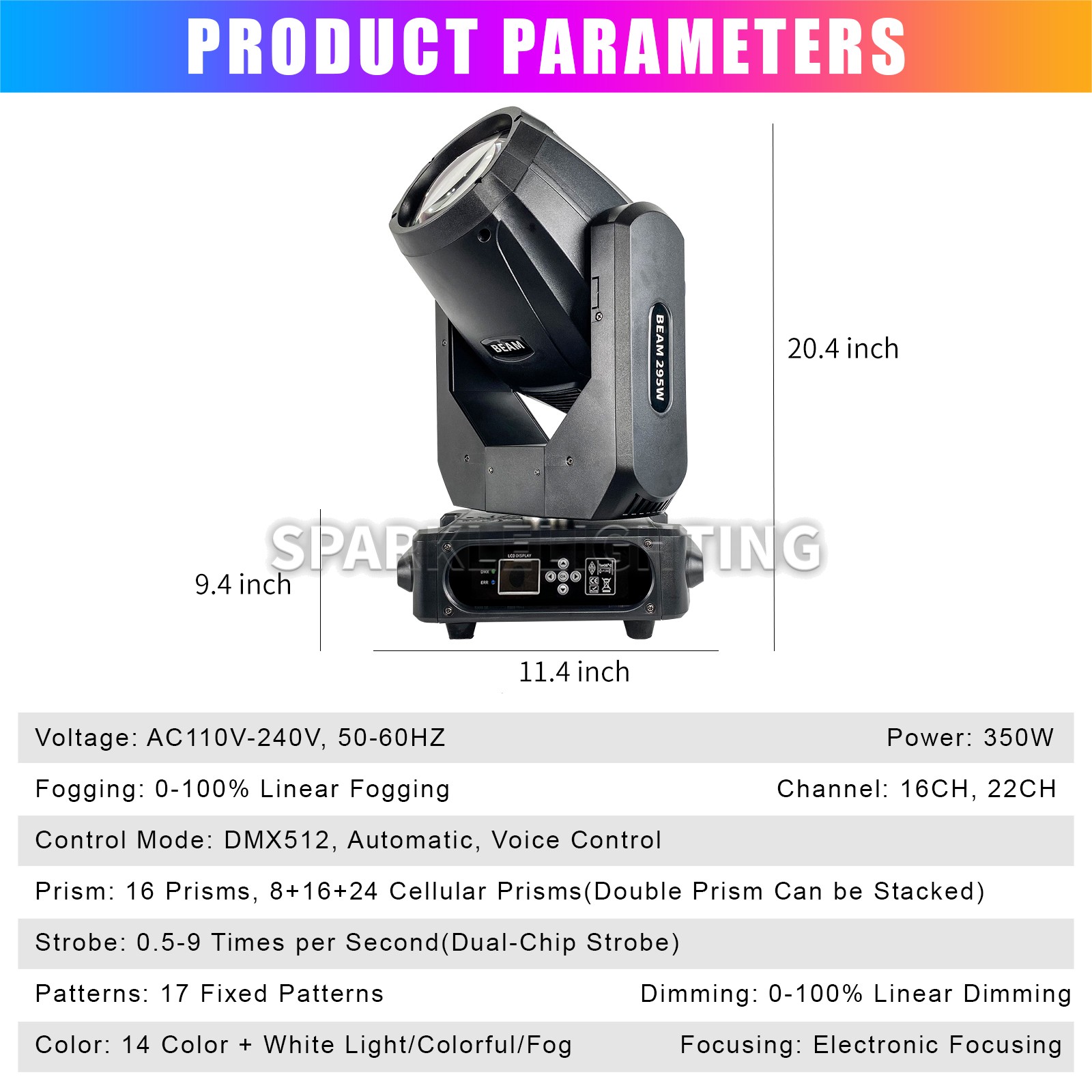 PAIDUN 2Pack Beam 295W 14R Moving Head Light Double Prism Rainbow Fogging Effect