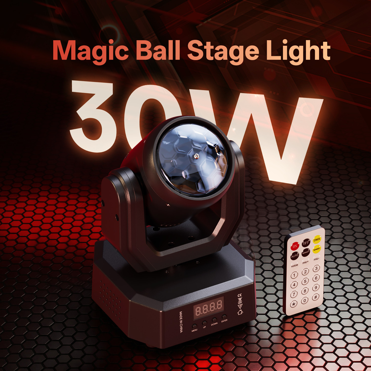 Compact RGB LED Effect Light 30W Beam Pattern Projection DMX Sound Remote