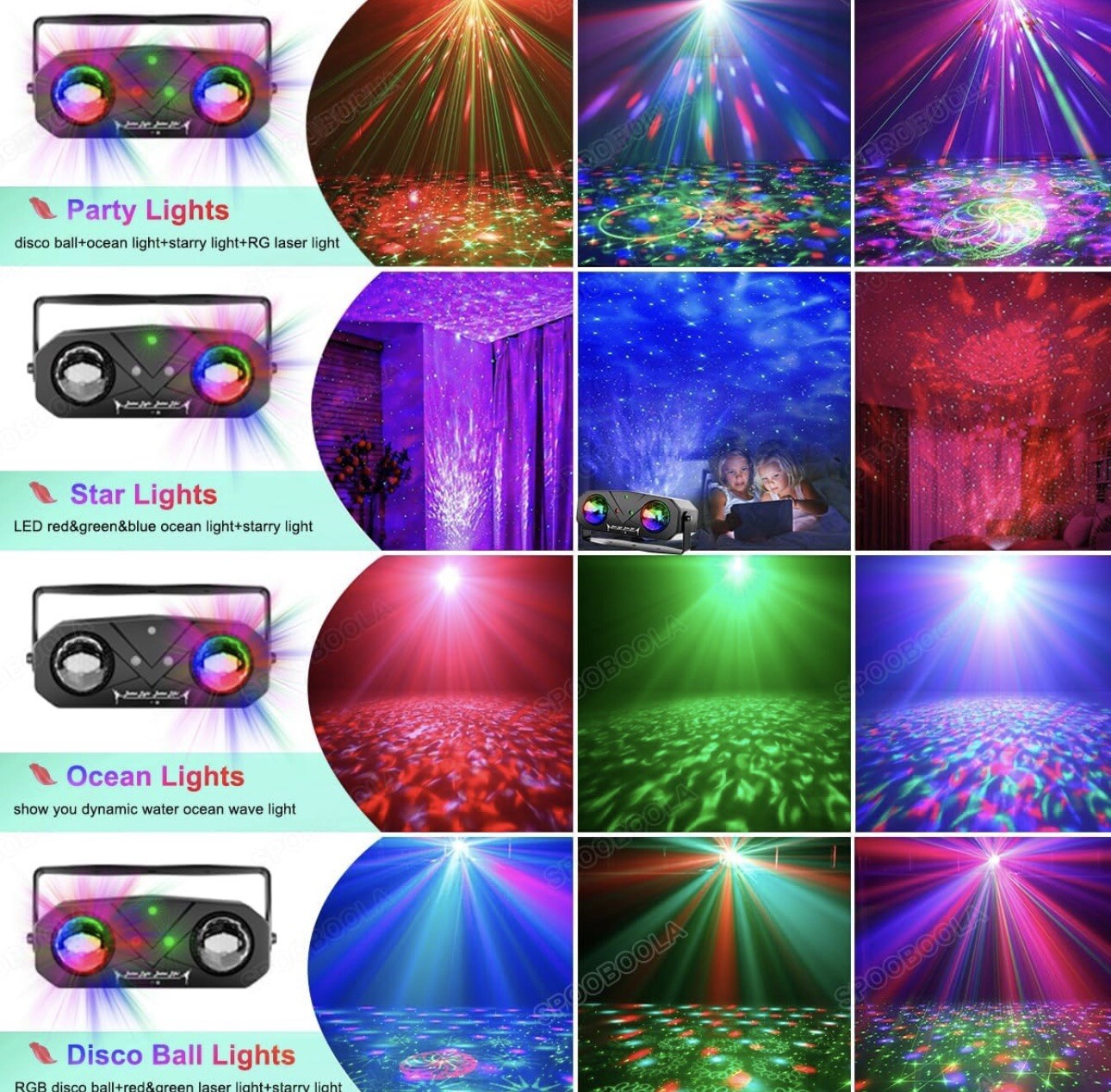Party Disco Light,DJ Strobelight,Sound-Activated, RemoteStage Star & Ocean Light