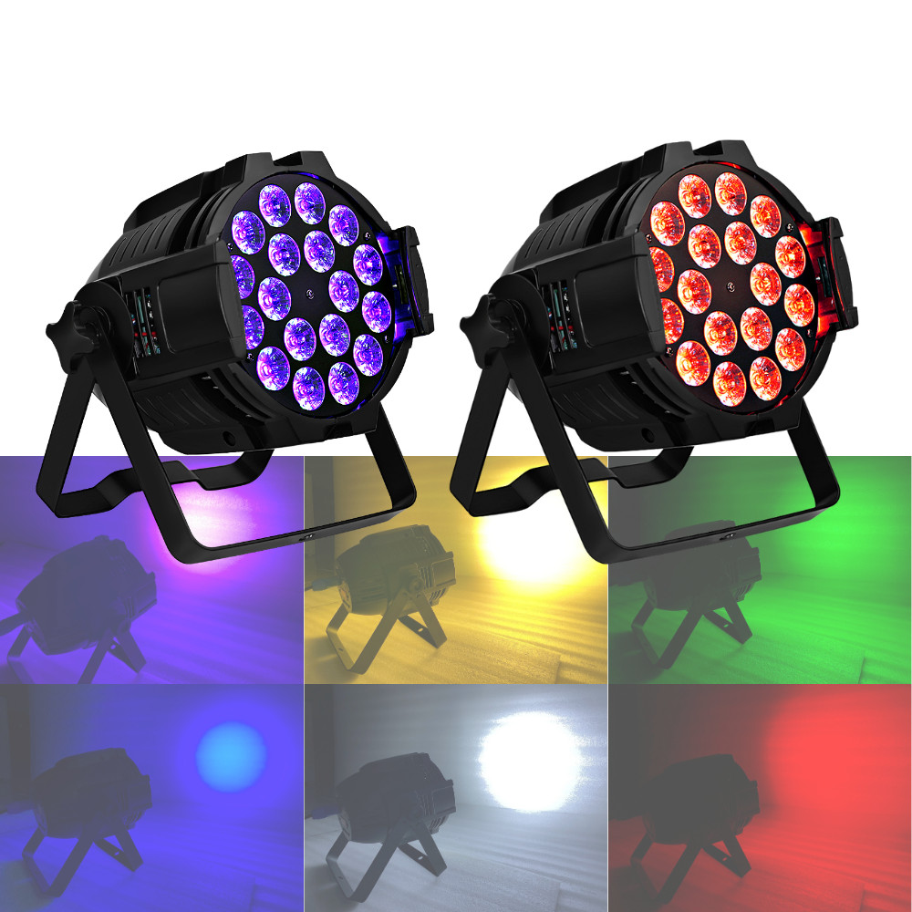BECEN 2pcs 18x18W RGBWA+UV 6in1 LED Par Light For Church Party Christmas Stage