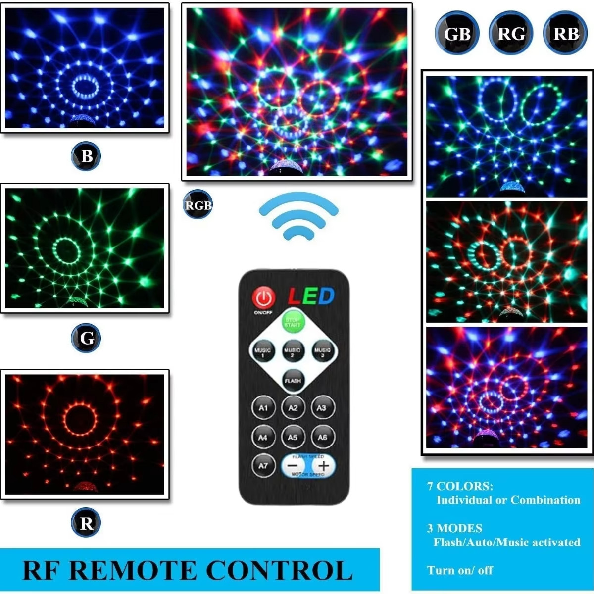 Strobe Disco Ball Ambiance Light Remote Control Holiday Party Black