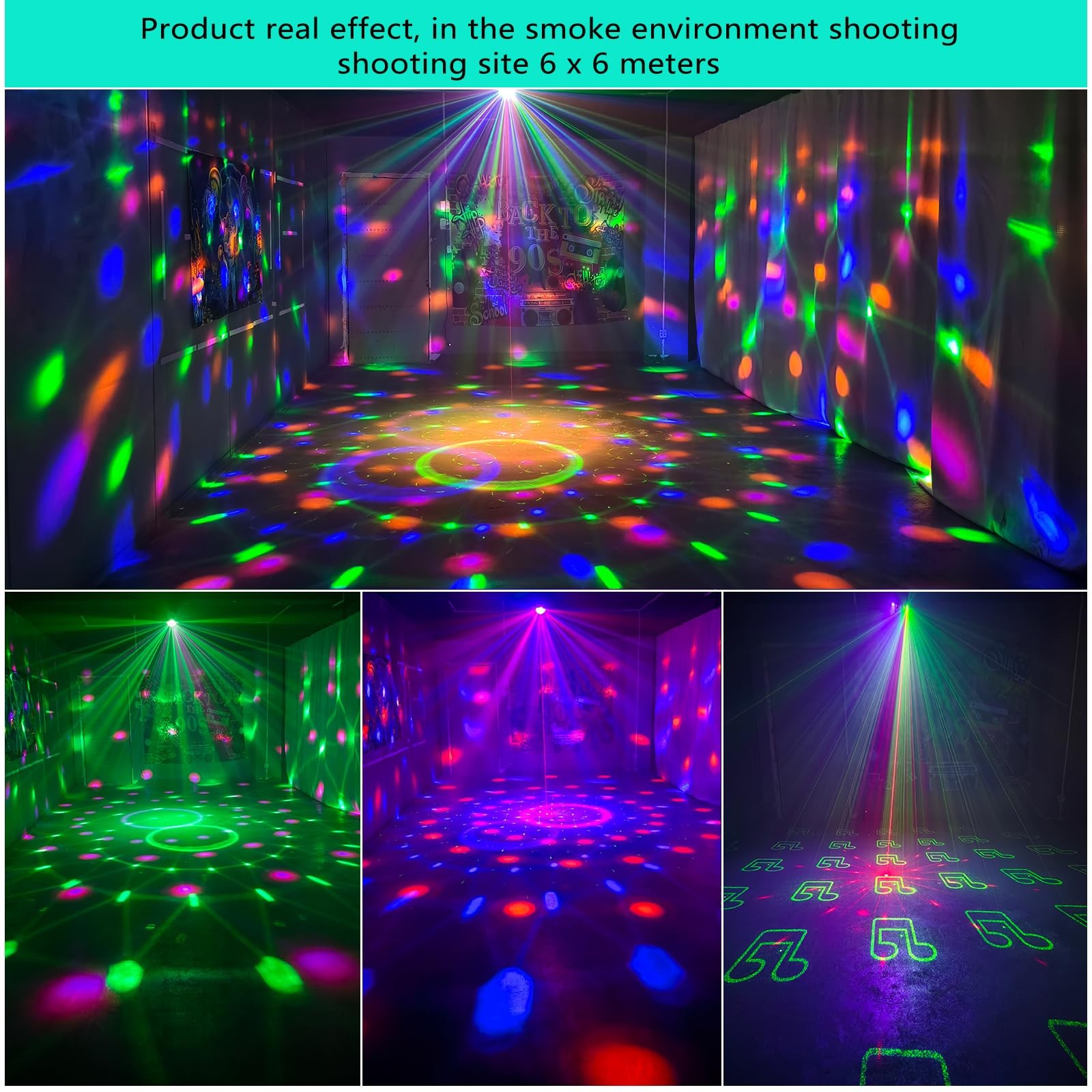 Disco Ball Dj Party Lights Indoor, LED Light 6 Colors Sound Activated Strobe