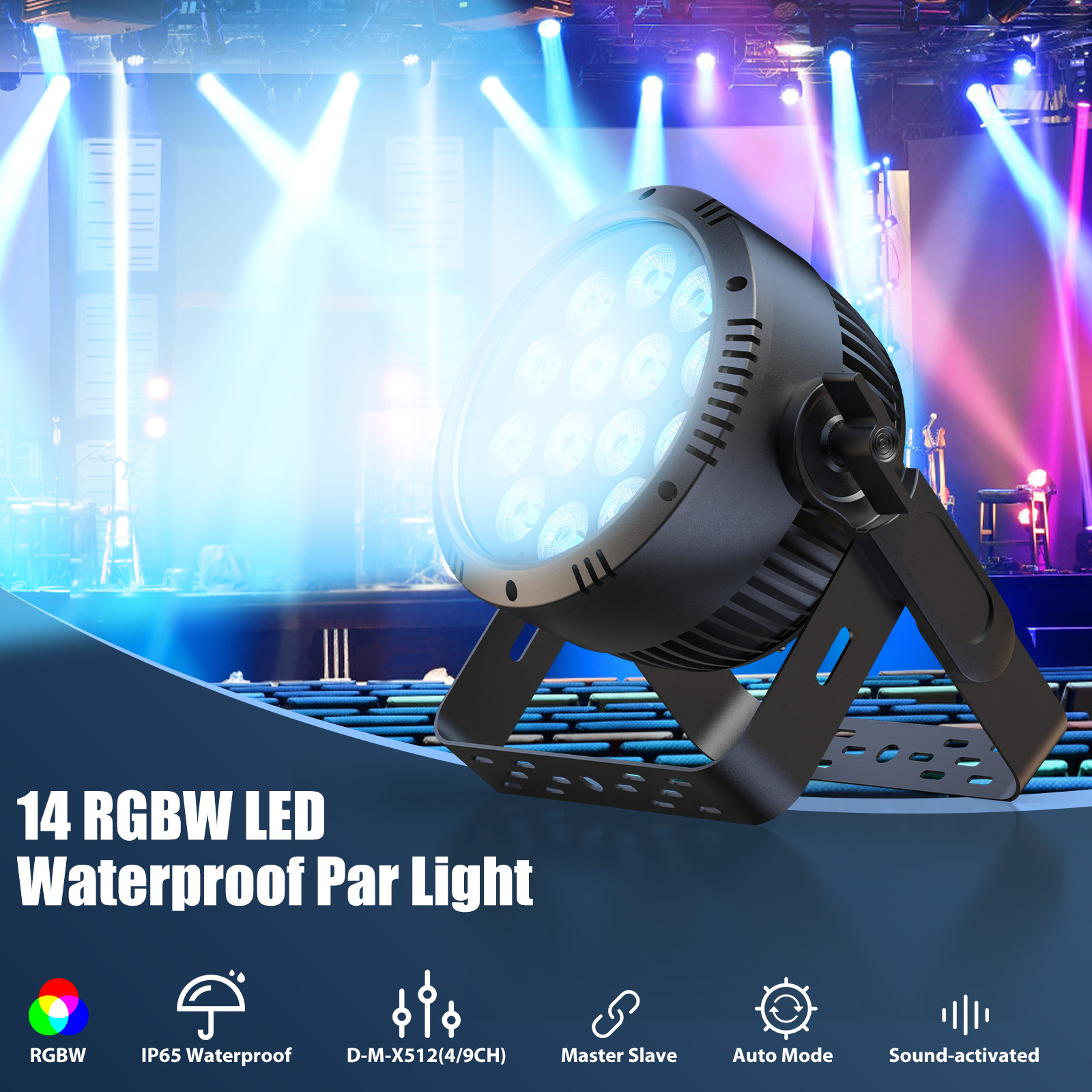 GdjRttk 280W IP65 Waterproof Par Light DMX Stage DJ Party Club Lighting Outdoor
