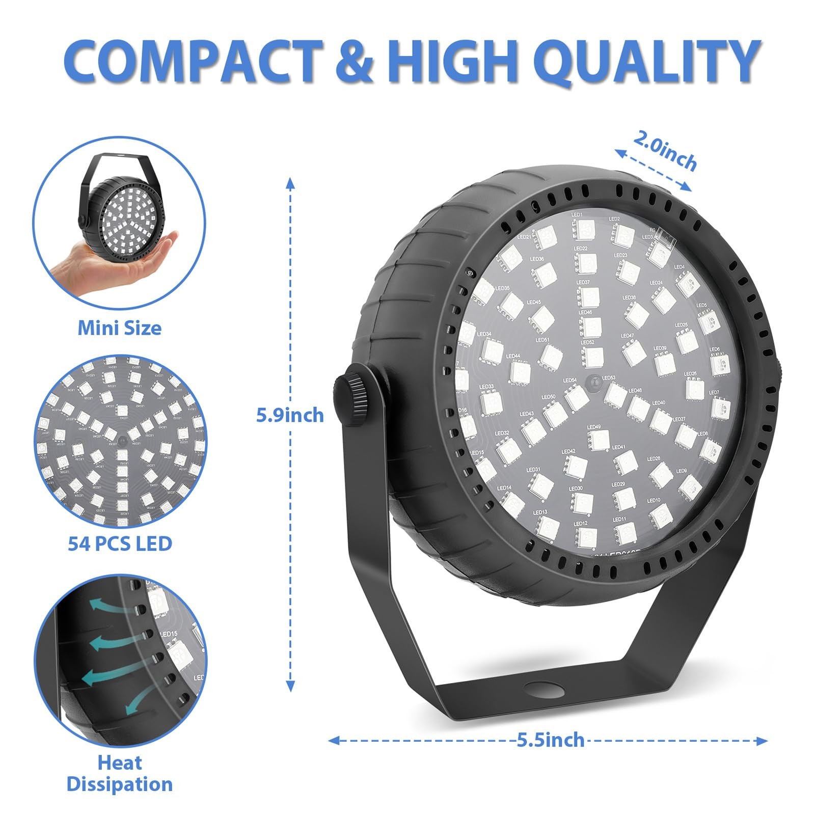 Telbum Strobe Lights, 54 Super-Bright RGB LEDs 1Pack, (Red, Green, Blue)