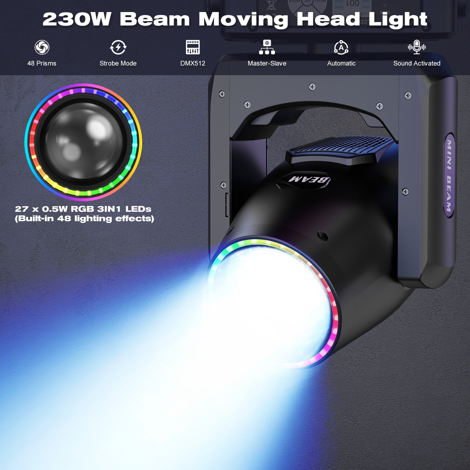 4x 230W LED 48Prism Moving Head Stage Lighting Beam RGBW Gobo DMX for DJ Disco