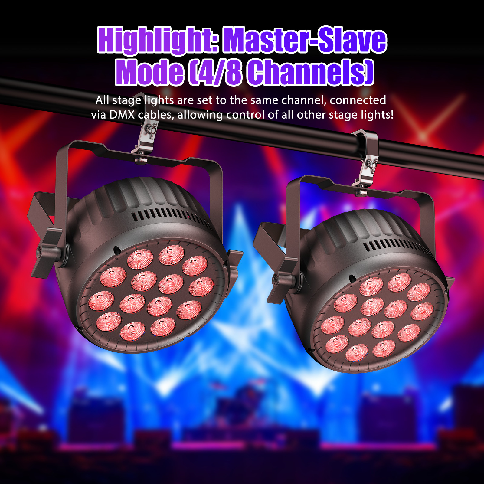 UKING 280W Par Lights Outdoor RGBW 14LED DMX512 Stage Party Bar DJ Lights