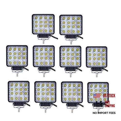 Led Light Bar, 10PCS 4inch 48W Led Work Light Square Spot Lights Black 10pcs