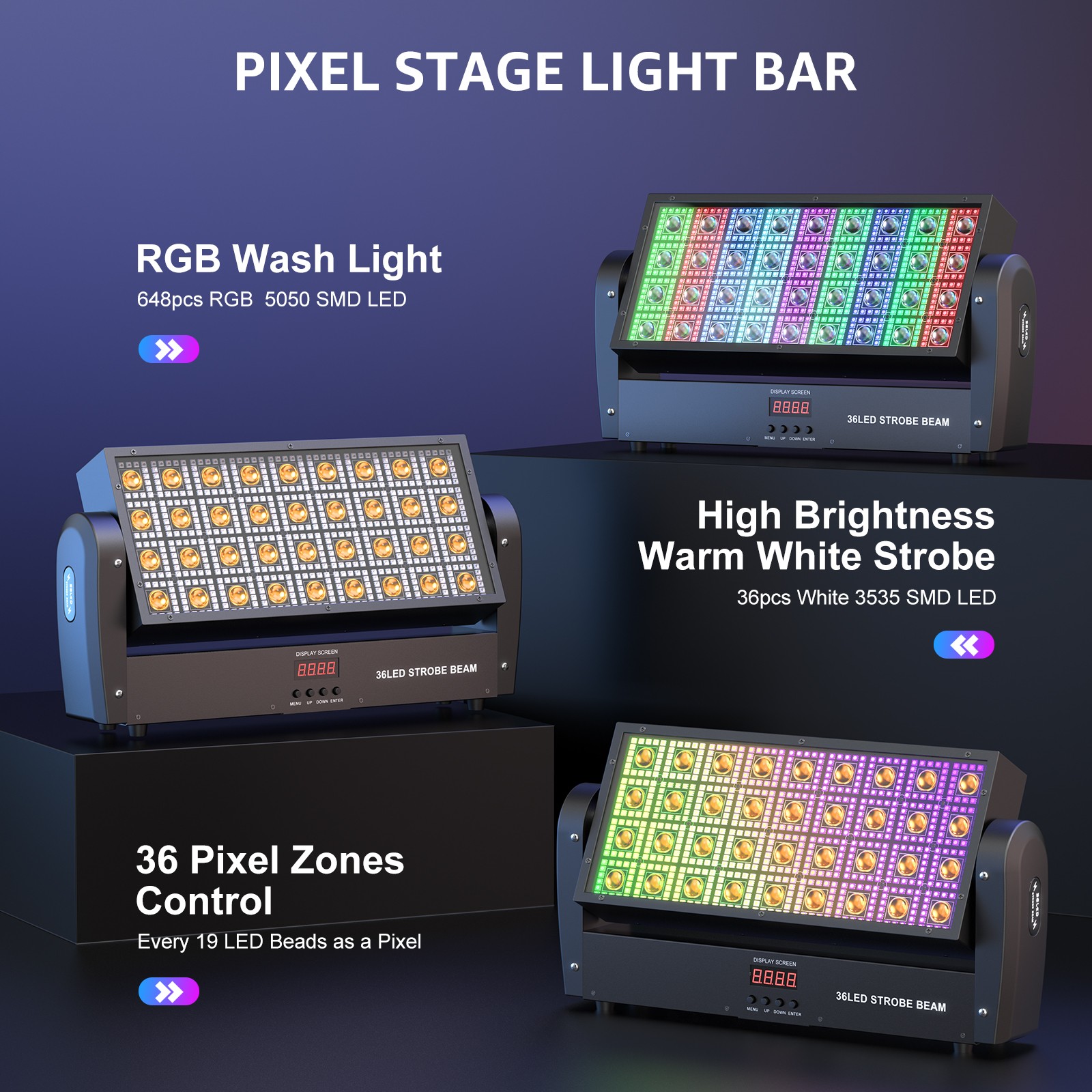 200W RGBW LED Wall Wash Light Strobe DMX Stage DJ Beam Light Party Show Light