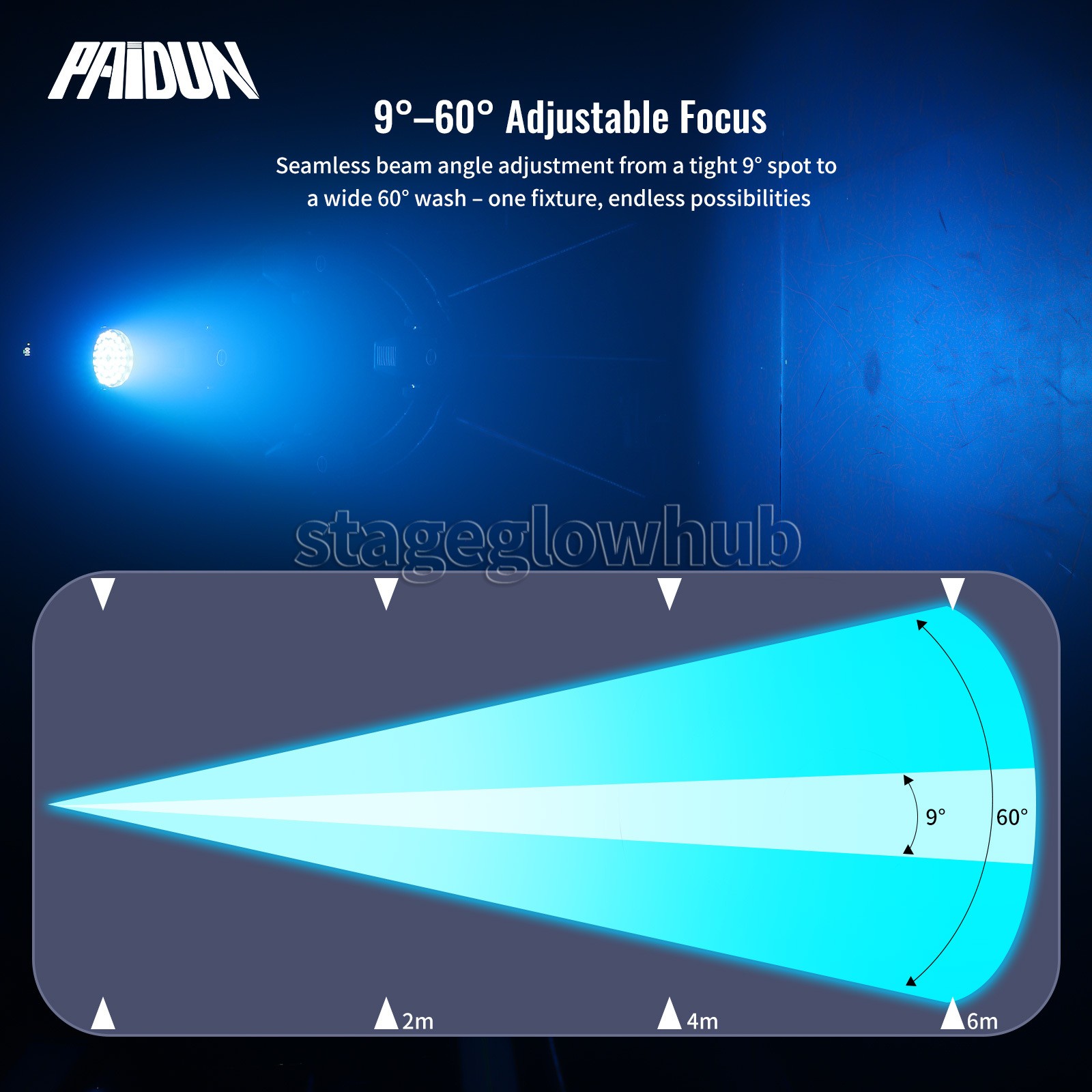 PAIDUN 36x10W 4IN1 RGBW Zoom Moving Head Stage Light Wash Beam Effect Lighting
