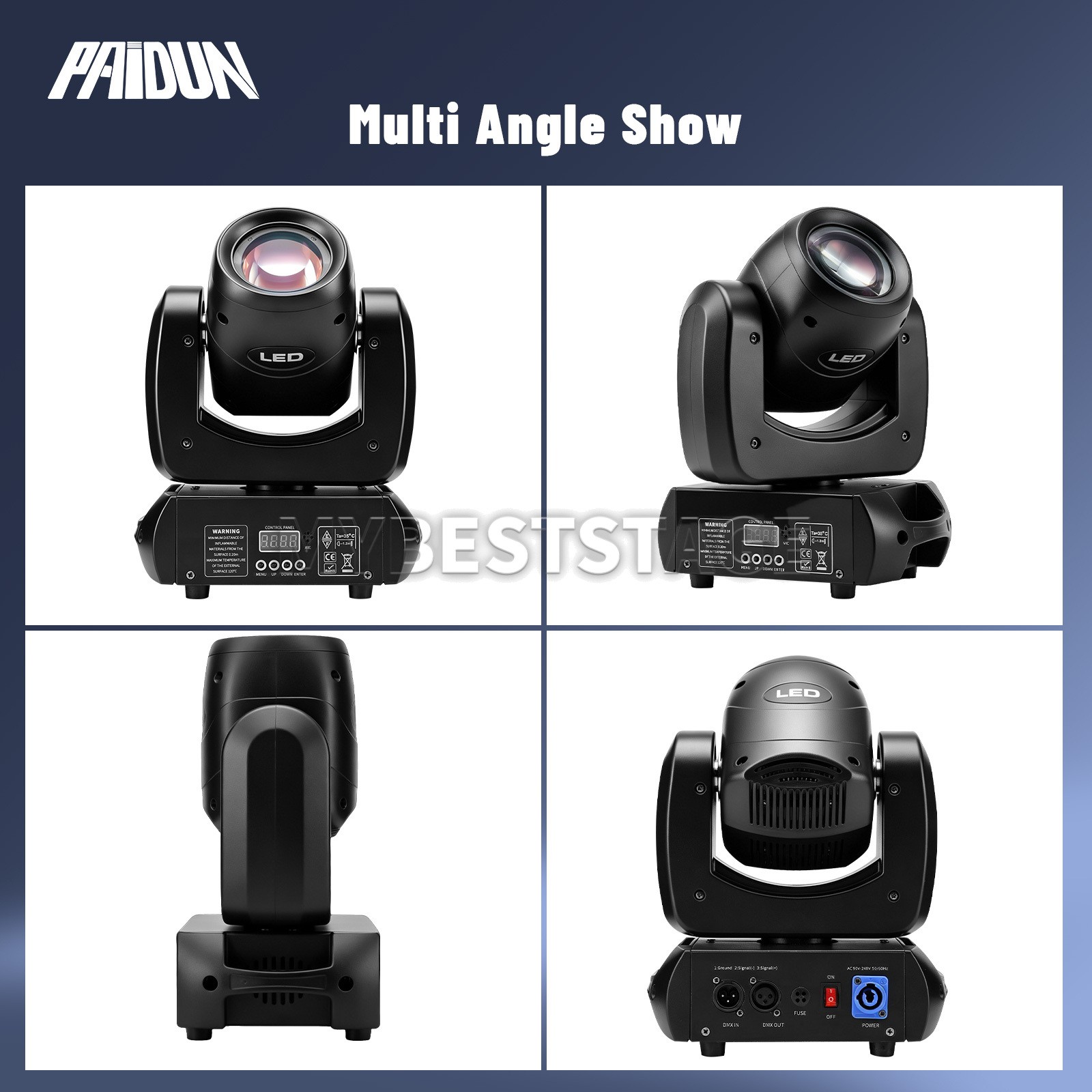 PAIDUN 150W LED Sharpy Beam Moving Head Light 7+1 Gobo DMX Music Control DJ Club