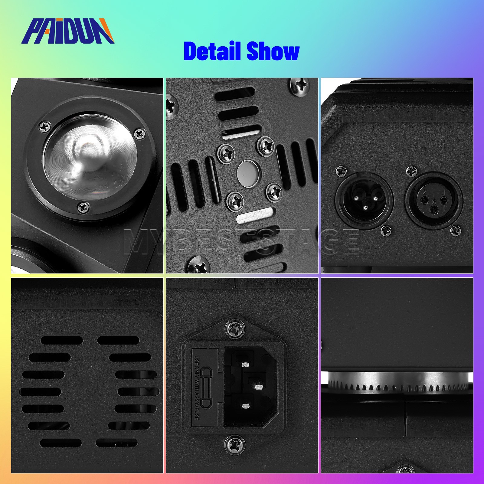 PAIDUN 200W RGBW Rotation Laser Moving Head Light Strobe DJ Disco Party Dance
