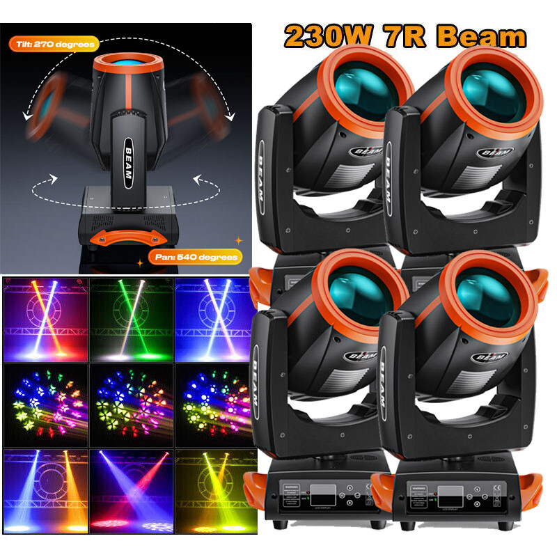230W 7R Moving Head Light 16 Prisms 14 Pattern DMX512 Stage Effect Lights & Case