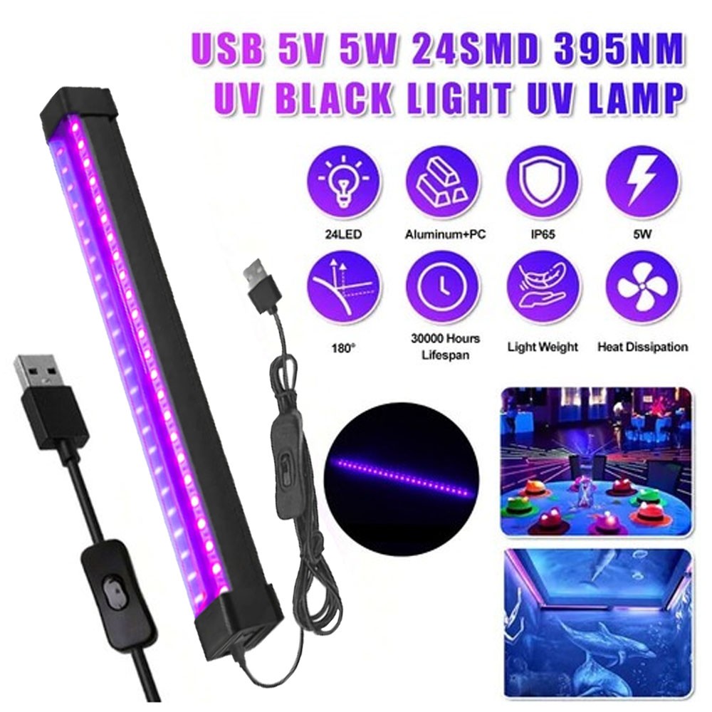 395nm USB Magnetic LED UV Blacklight Bar Glow Party DJ Club Stage Decor Lamp