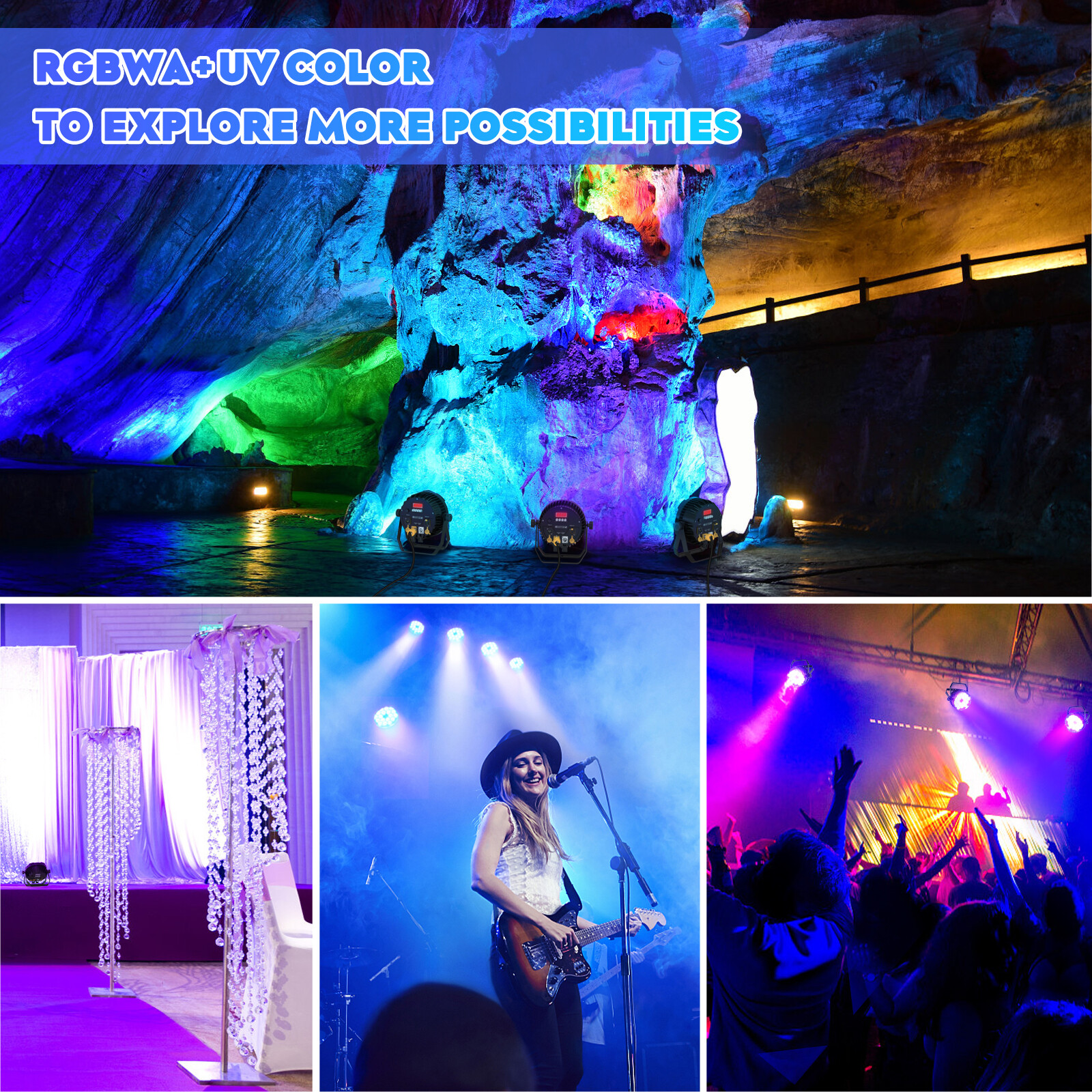10PCS Waterproof LED Par Light 18x15W RGBWA+UV Outdoor Stage Lights DJ Party