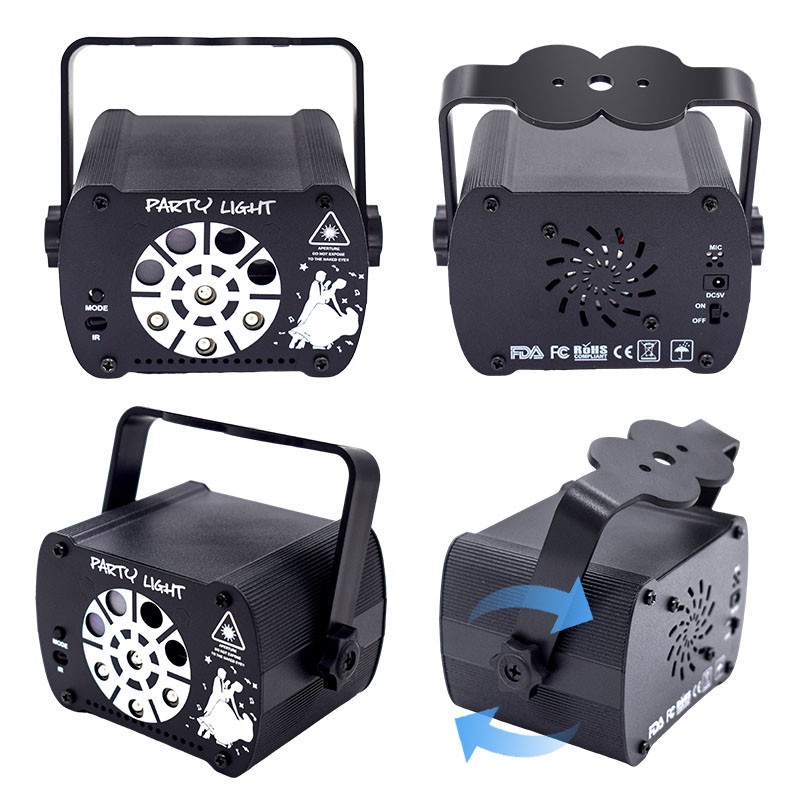 UV effect Stage Light LED 8 Hole Laser Projector RGB DJ Disco KTV Voice control
