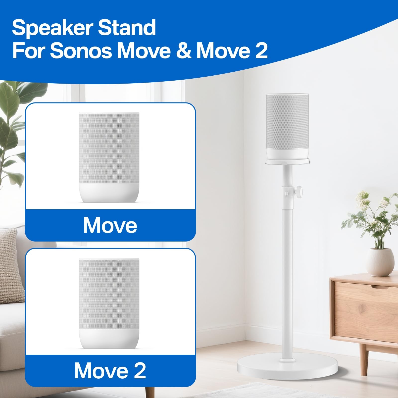 Height-Adjustable Speaker Stand for Sonos Move Stand, Heavy-Duty Floor Stand …