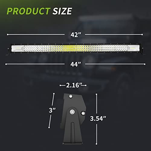 42″ LED Light Bar Triple Row, Brighter 7D 540W 54000LM Off Road 42 Inch Curved