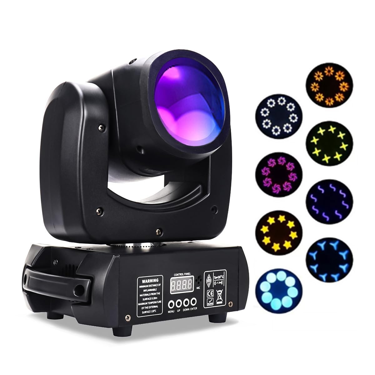100W Moving Head LED Beam DMX Stage Light with 8 Colors 8 Gobos Rotating Prism E