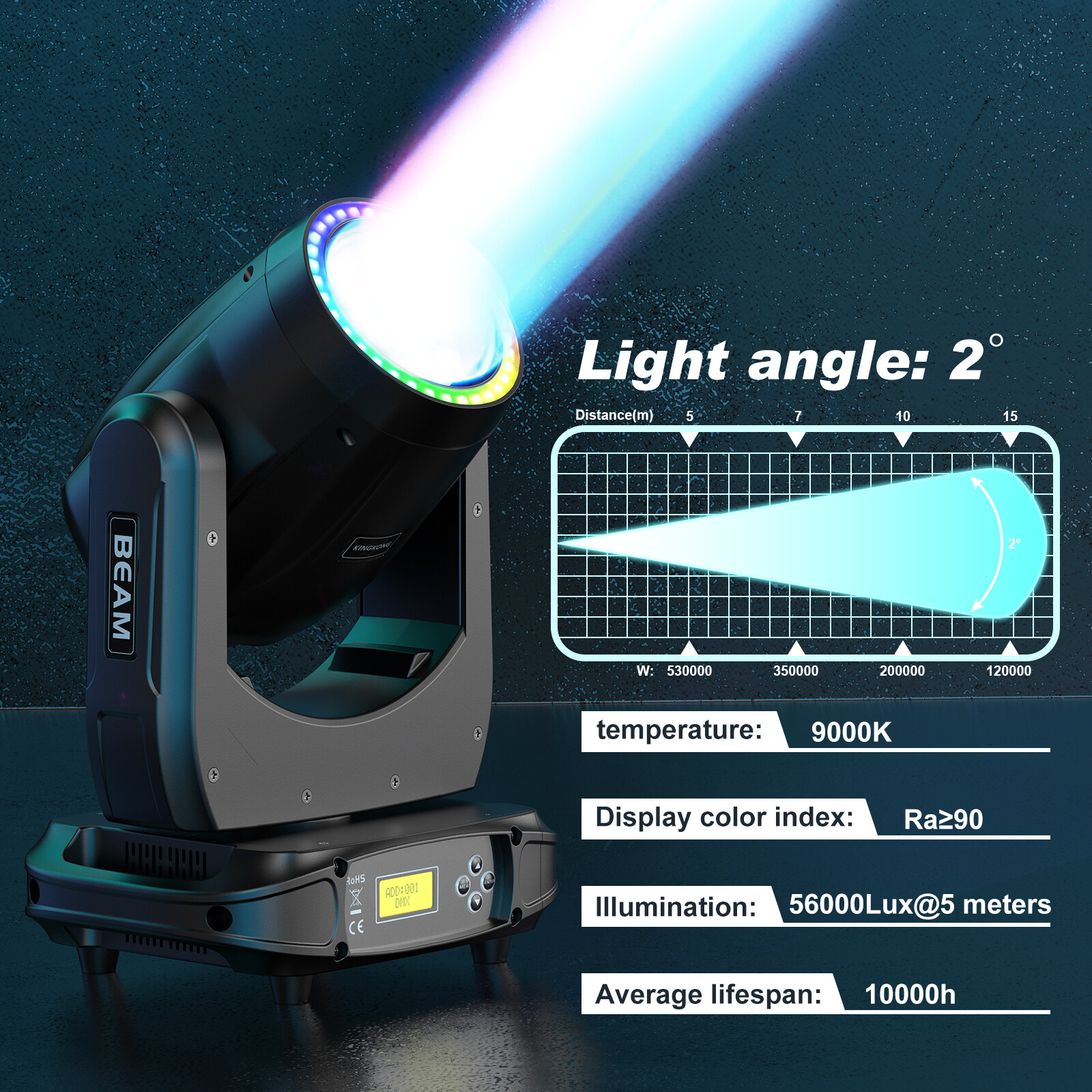 200W LED Moving Head Lights 8Prism RGBW Gobo Beam Spot Light DJ Disco DMX &Case