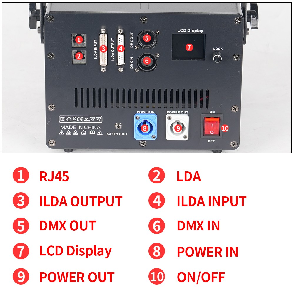 10W RGB DMX512 ILDA Full Color Animation Laser Light for Wedding Party Djs Stage