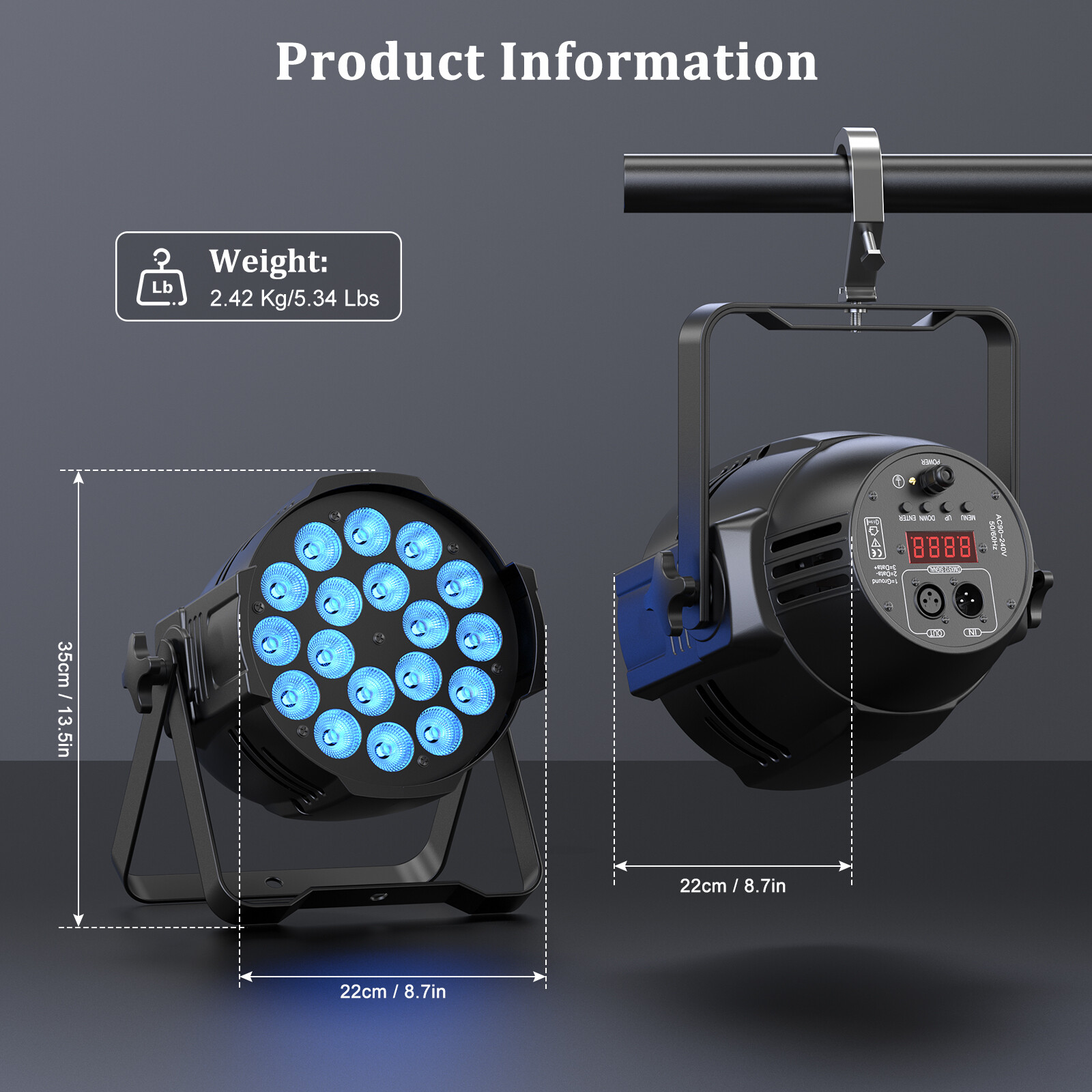 270W 18 LEDs PAR Light RGBW Stage Lighting DMX512 Aluminum DJ Disco Party Show