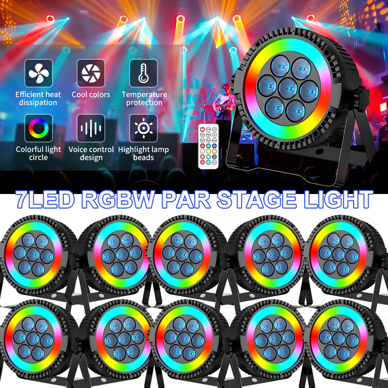 DJ Lighting 1/2/4 7+48 LED Par Can Stage Light DMX512 RGBW Disco Show & Remote