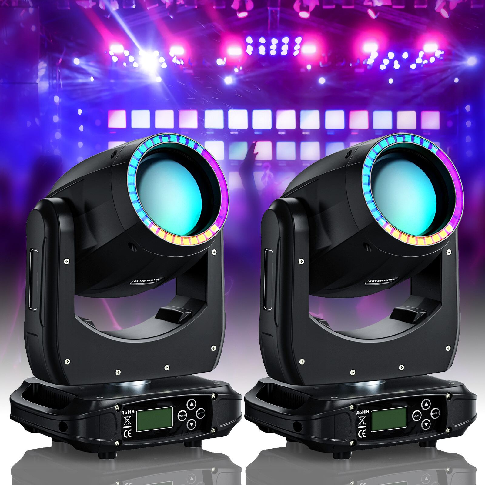 200W LED Moving Head Lights 8Prism RGBW Gobo Beam Spot Light DJ Disco DMX &Case
