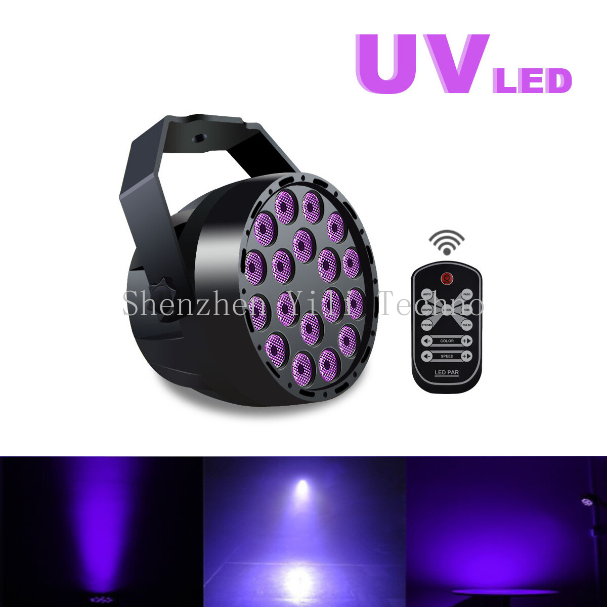 18x3W LED DMX512 Stage Light Spotlight UV Purple Sound Control Projection Lamp