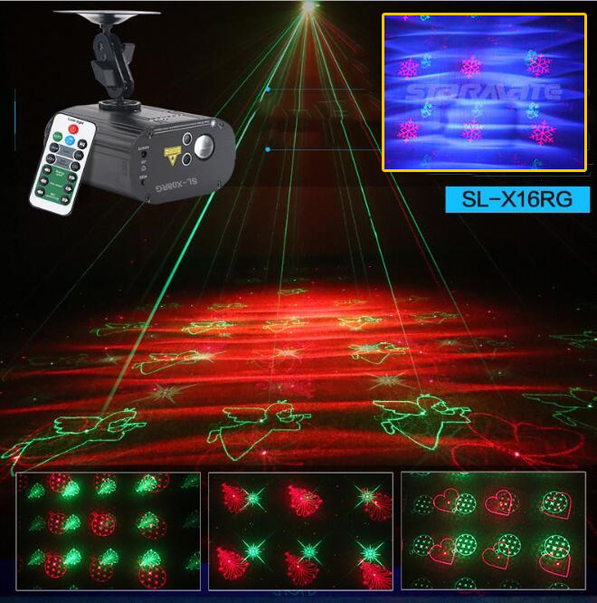 3 Lens 16 Effect Red Green Laser Blue LED DJ Club Party Decor remote Light