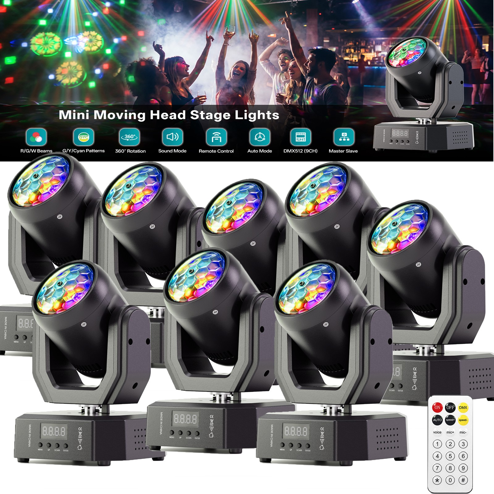80W LED Beam Moving Head Light Magic Ball GRWYCYAN 80W RGBWY+Cyan 360° Pan