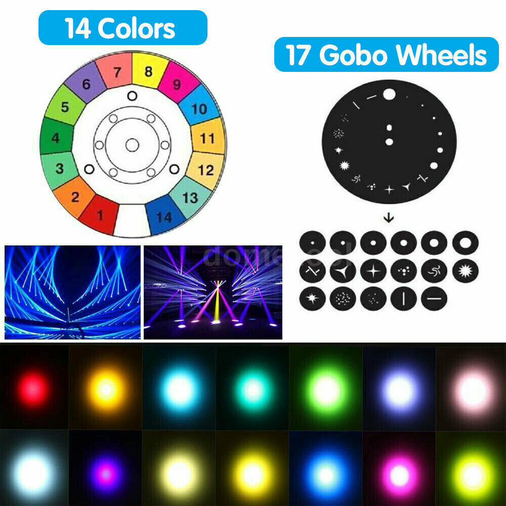 4PCS 7R 230W Sharpy Beam 8+16 Prisms Moving Head DMX DJ Stage Spotlighting Party